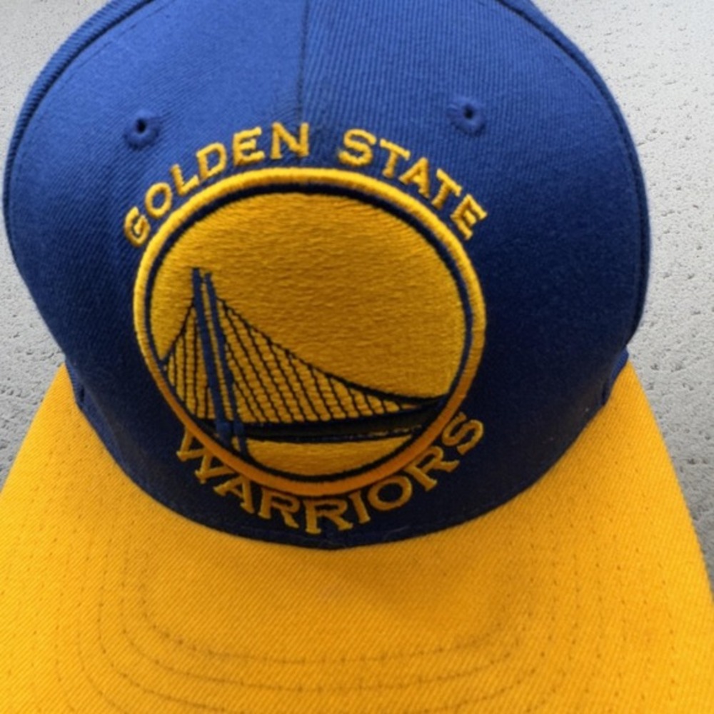 Golden State Warriors Hat Cap Snap Back Blue Yellow NBA Basketball Mitchell Ness - Picture 9 of 15